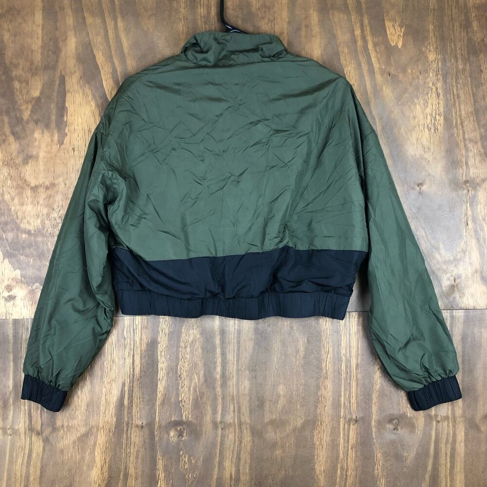 Hollister Womens Jacket Green Black Cropped Collared Bomber Windbreaker Small - Picture 10 of 12